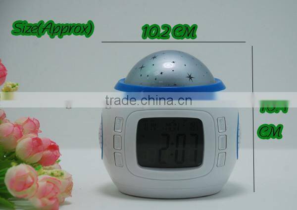 Music and starry sky Calendar. 2014Star Sky Music Projection Night light with Alarm Clock.