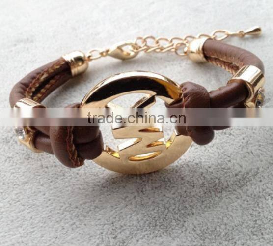 fashion vintage Pu leather lady leather bracelet wholesale