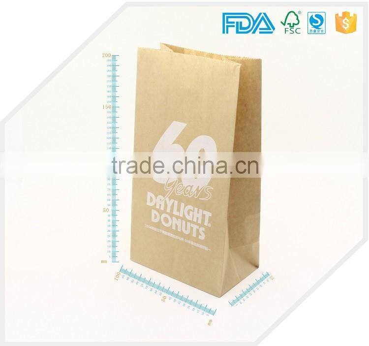 Food grade bakery stand up print logo paper bag without window