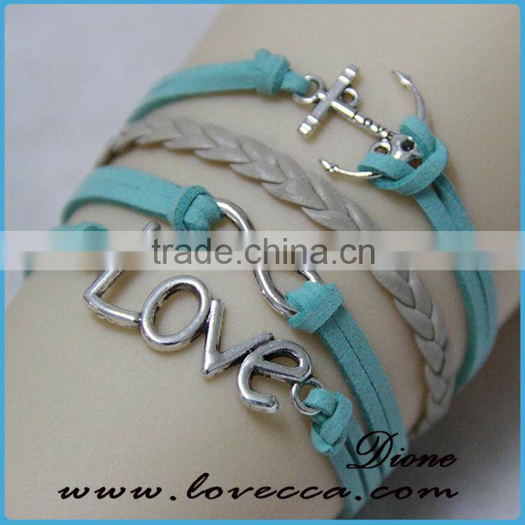 New jewelry fashion leather bracelet infinity love braid bracelet