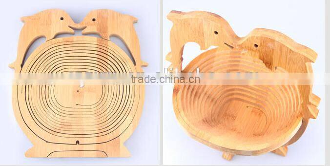 Woven Food Bread Storage Bamboo Wood Folding Fruit Picking Basket