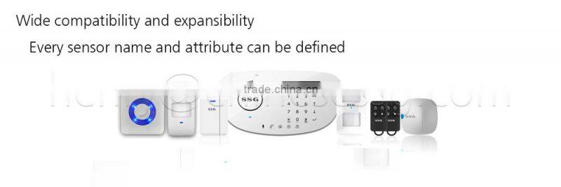 Multi-language Dual Network PSTN GSM DIY burglar alarm systems with LCD dislay Touch Keypad and free APP operated