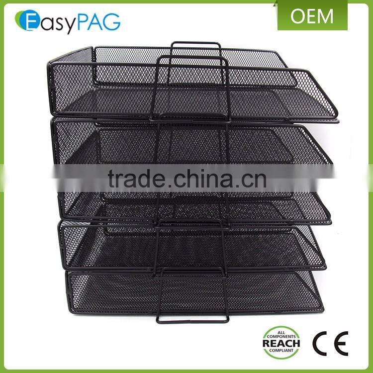 Good flanging school / office mesh desk supplies organizer 5 tier wall mounted file holder magazine rack