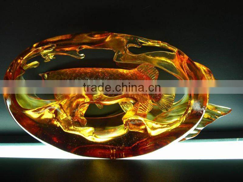 crystal anmals--home decorations--Gold Arowana fish--BS117