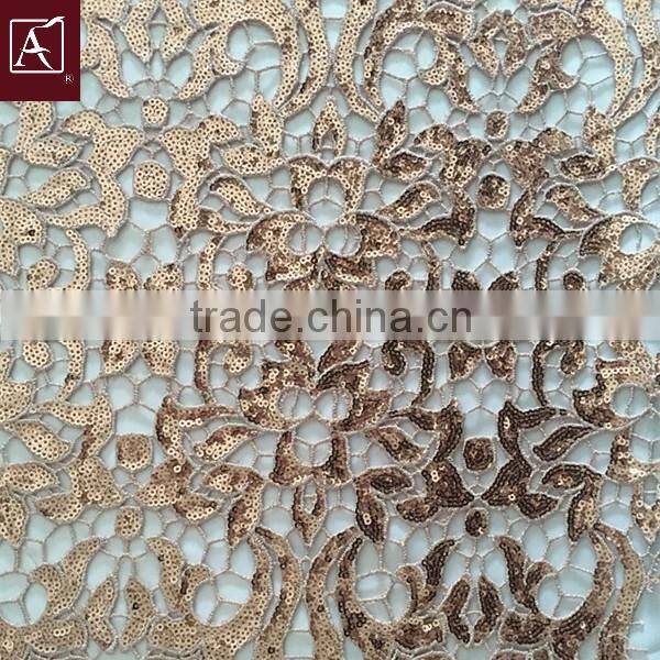 2016 pink flower sequins embroidery fabric with best prices