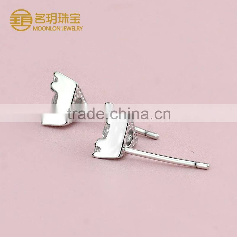 Fashion geometric figure sterling silver gemstone stud earrings for stylish women