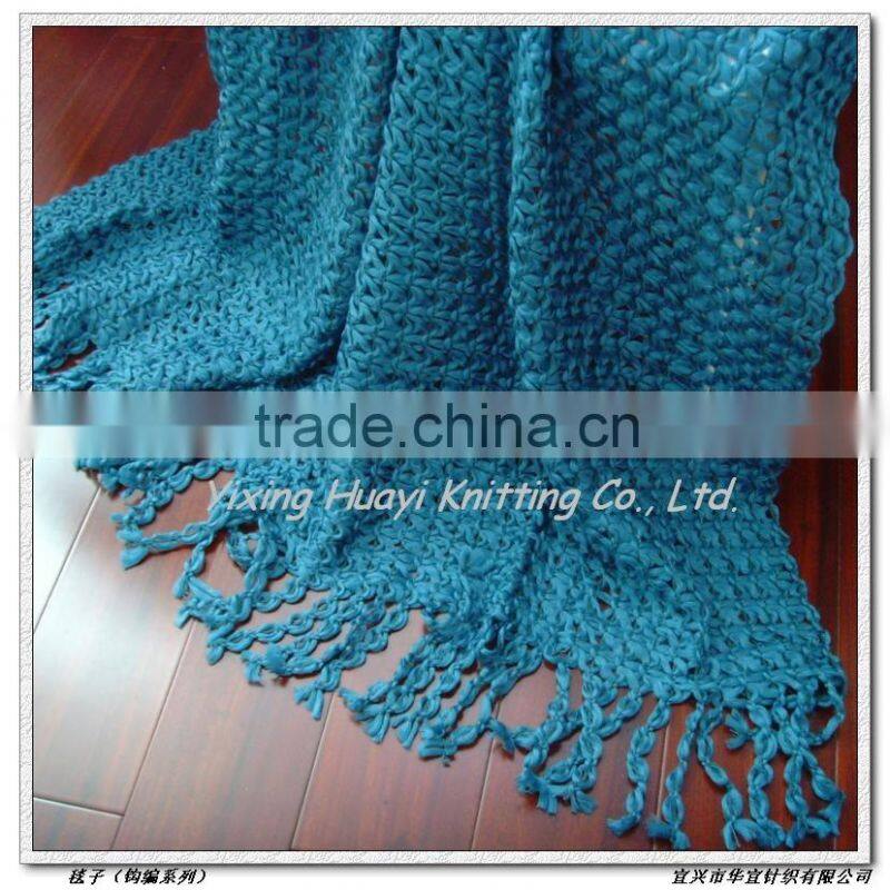 Acrylic cable crochet knit travel blanket