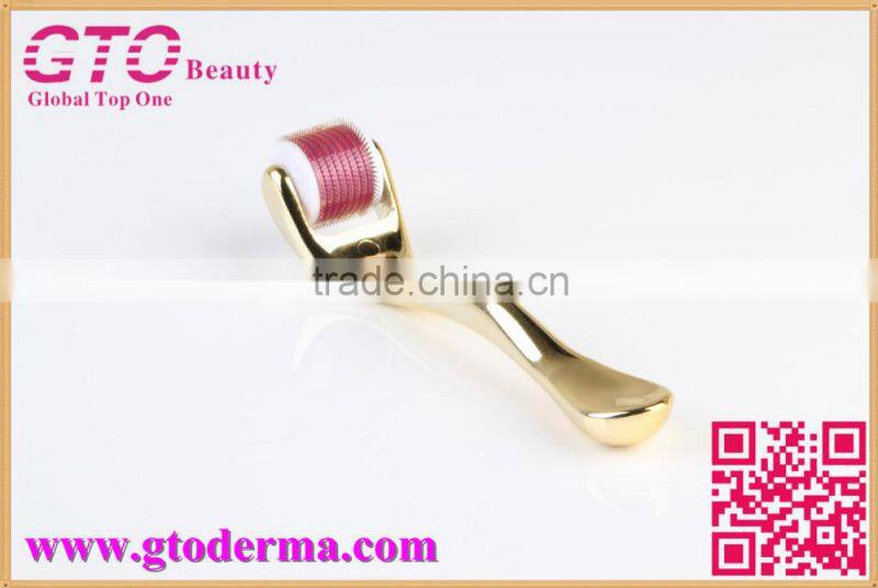 GTO new designed gold handle 540 count titanium microneedle derma roller