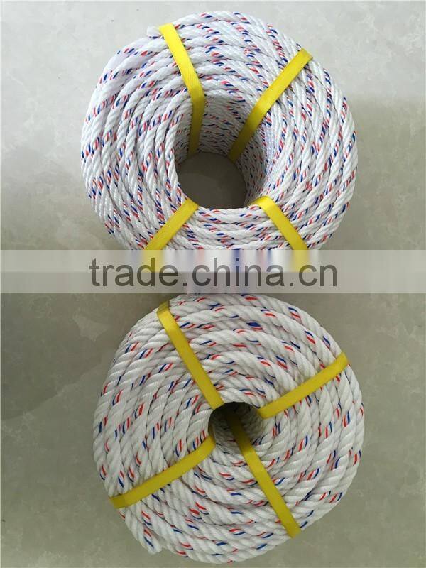 Cheapest PP Polypropylene Warning Rope For Sale White With Red And Blue Tracer