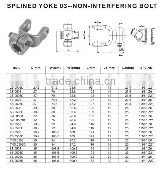 splined yoke for tractor pto shaft