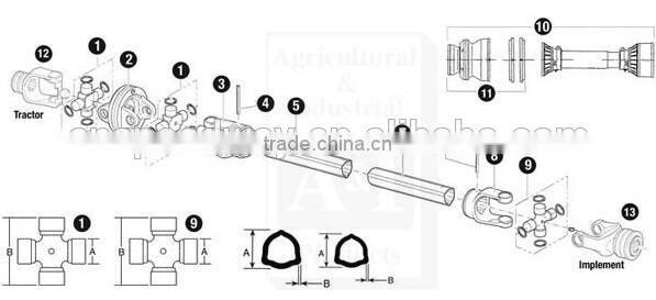 Hot selling hangzhou tube yoke for pto shaft with splines, cardan pto drive shaft