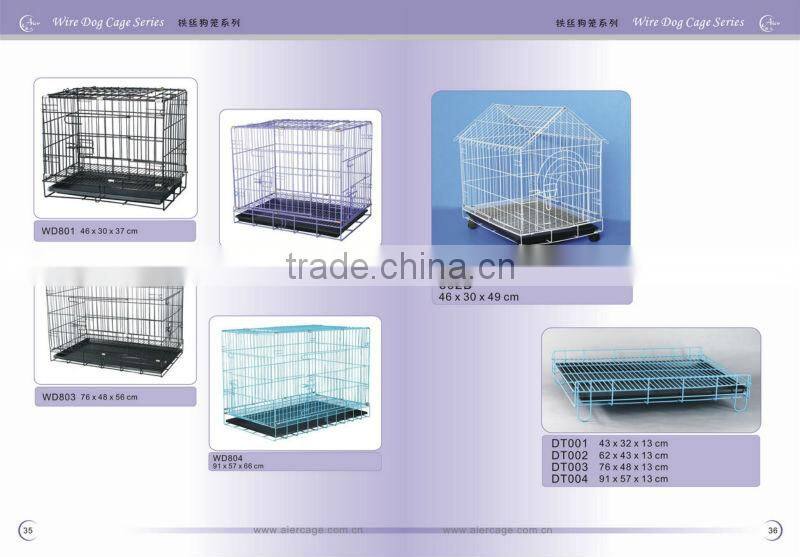 folding wire dog cage with wheel