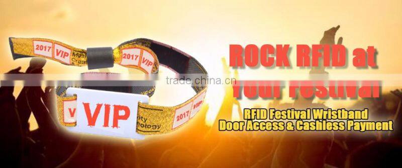 2017 HF 13.56mhz fabric woven event rfid wristbands for events