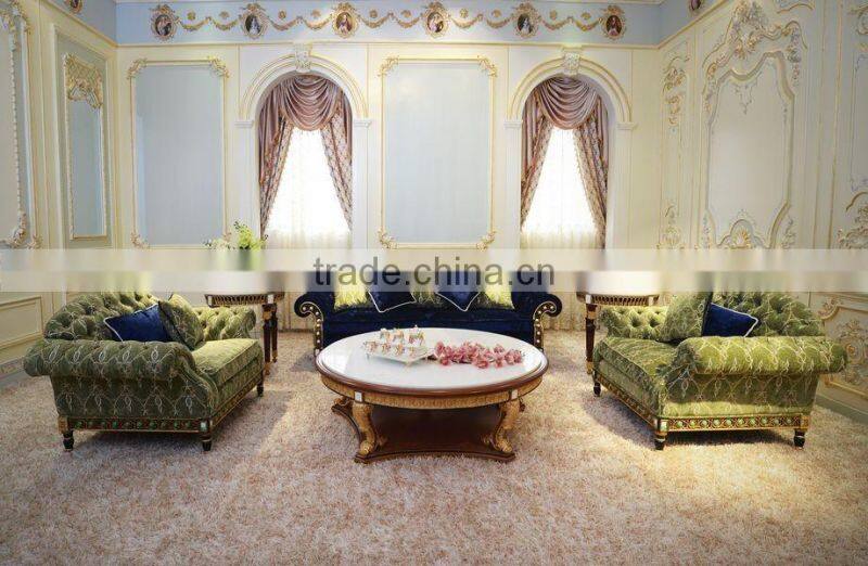 Neo-Classic French Style Peacock Green Bedroom Furniture Wooden Carving Dressing Table/ Antique Palace Dresser Makeup Table