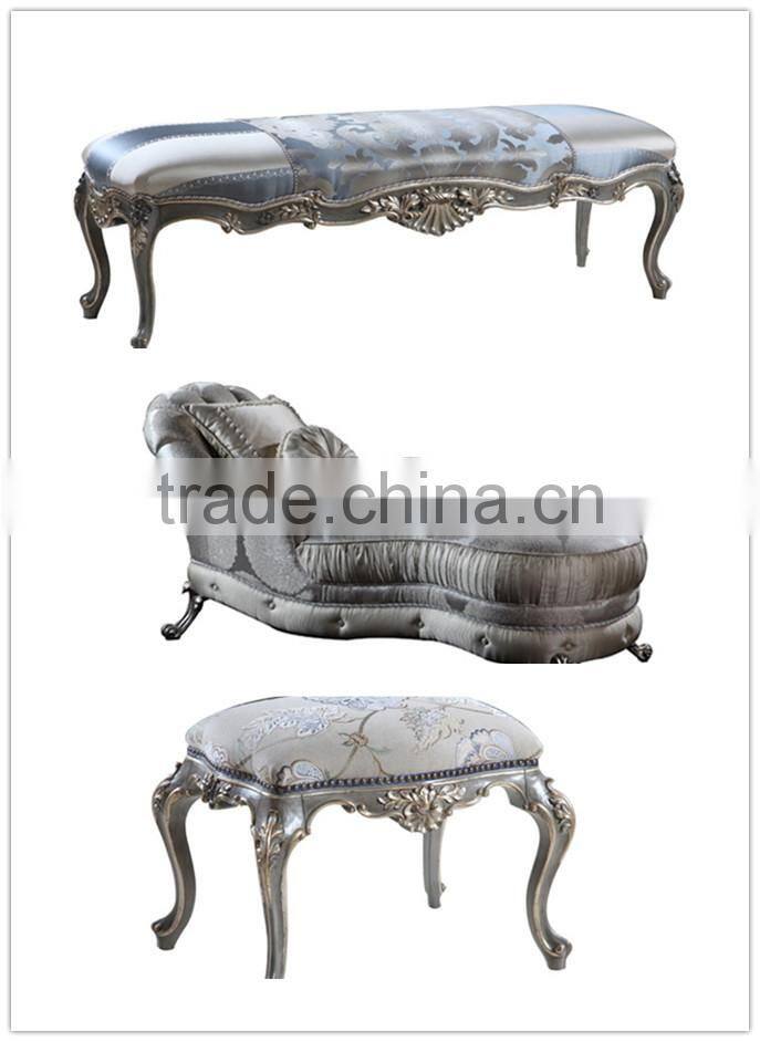 Unique Design Sleigh Bed With Wing Back Headboard, Replica French Style Palace Living Room Furniture