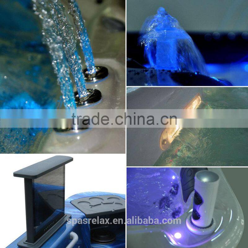 2015 Chinese LED lights for 5 person L312 Lucite Acrylic Outdoor Massage Bathtub