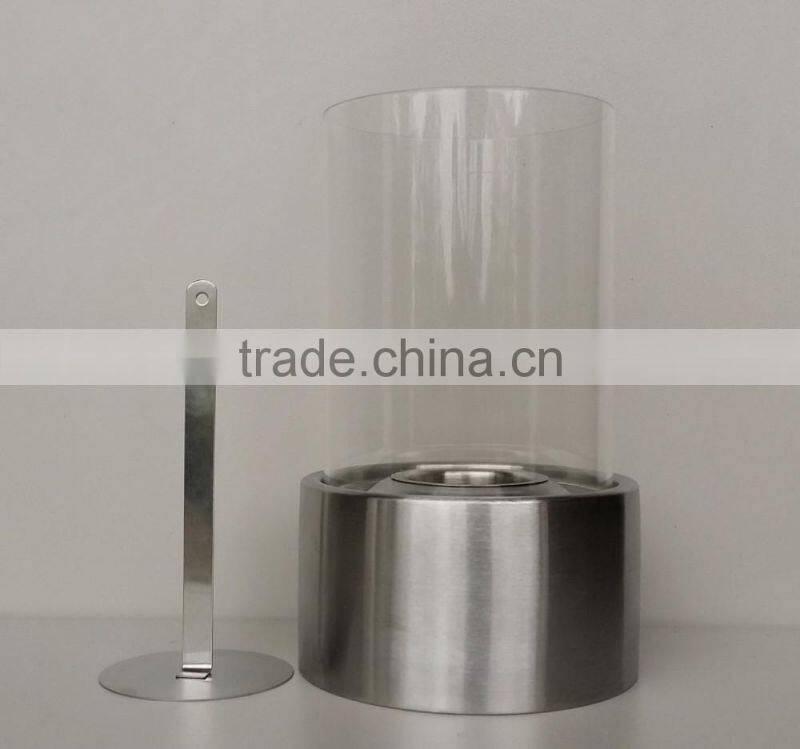 round stainless steel bio ethanol table fireplace