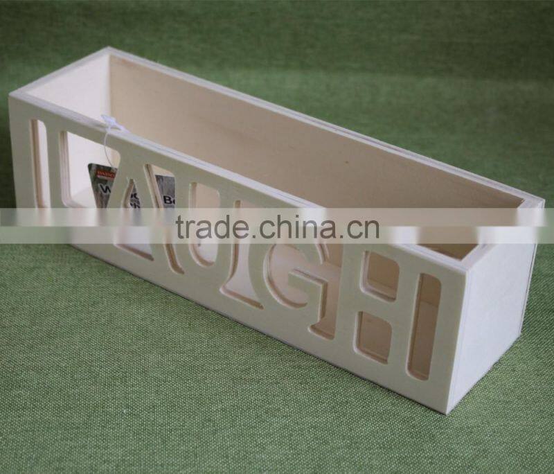 Cheapest customized small plywood decorative storage box with laser letter