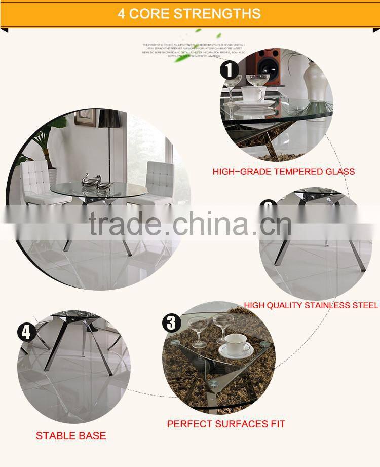 TH323 Cheap Dining Table and Chairs Glass Top Round Dining Table and Chairs