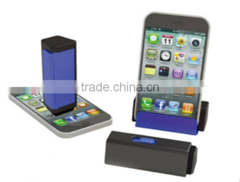 Plastic colorful mobile phone desktop holder with screen cleaner