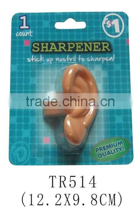 Promotioal plastic funny ear shape blister packing pencil sharpener