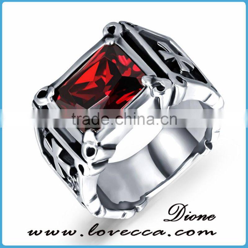 Hot Sale Silver Plated Black Stainless Steel Ring Men Jewelry Wholesale Punk Wedding inlay Crystal Ring