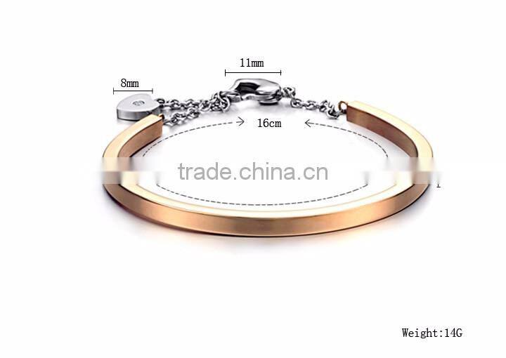Fashion New Design Rose Gold Plated Stainless Steel Bracelet for Men Women