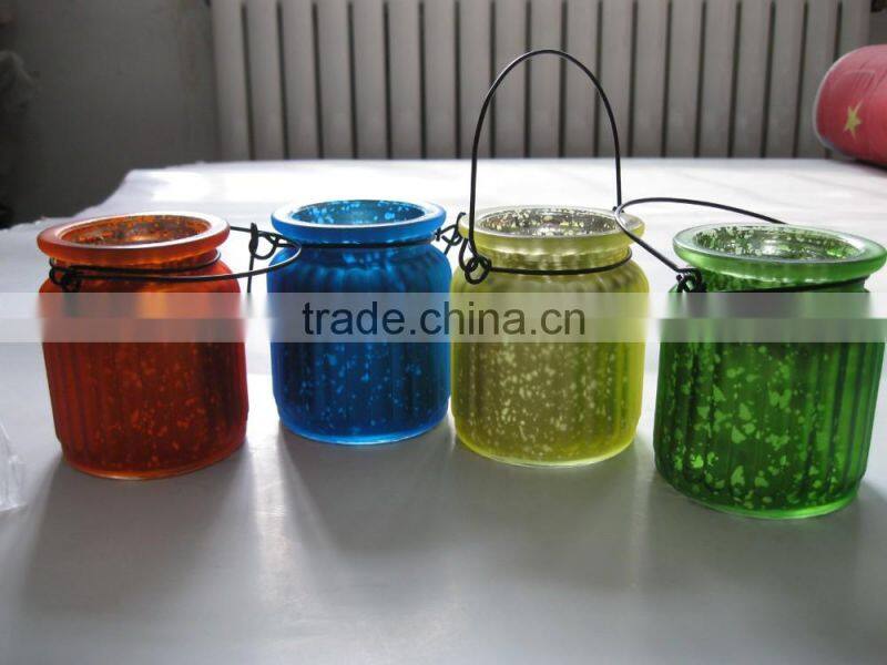 colorful glass candle holder