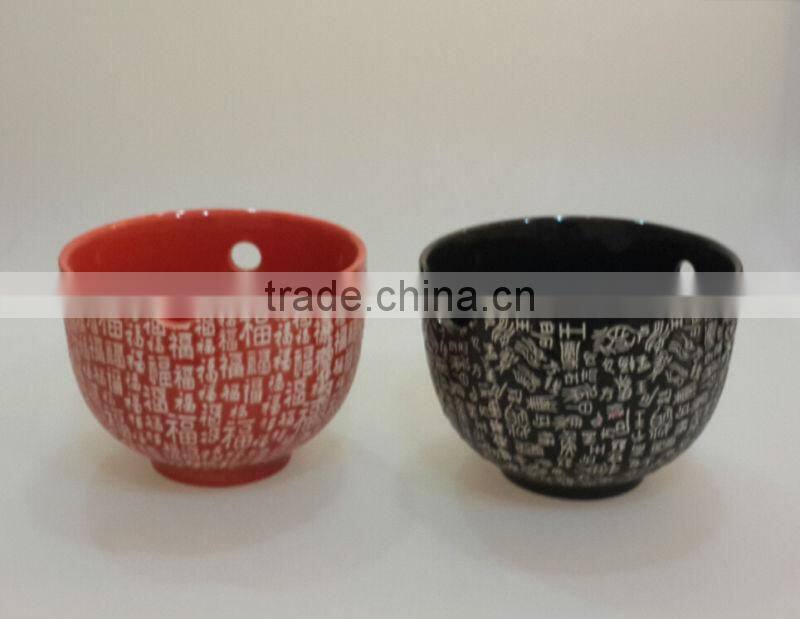 5.2inch Ceramic Japanese black your logo soup noodle bowl