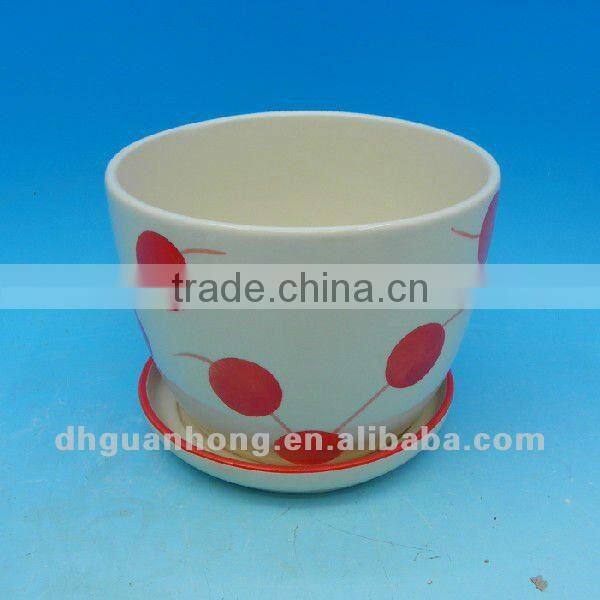 New design round white DeHua ceramic flower pot with saucer