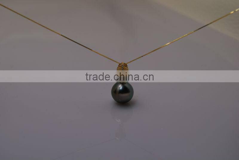 17'' 15-16mm tahitian peacock green latest big pearl pendant necklace