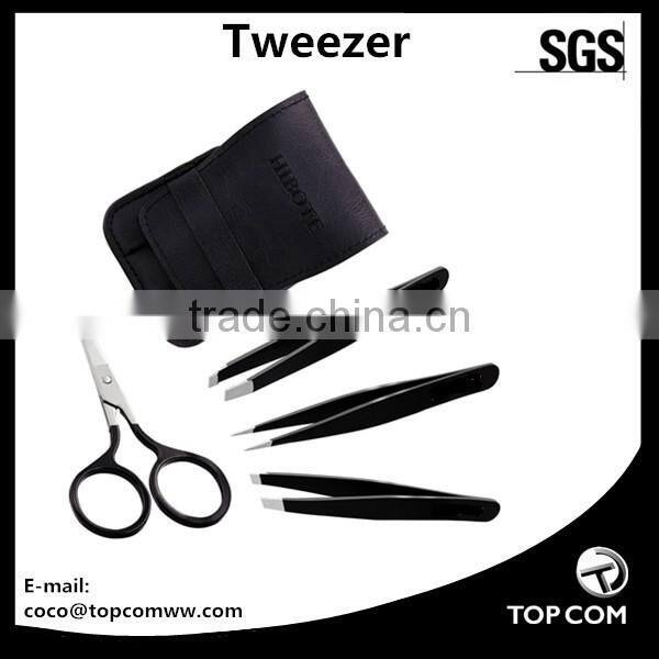 IVON 4 pack Tweezers Set- Stainless Steel Flat,Pointed,Slanted Tweezer and Eyebrow scissors