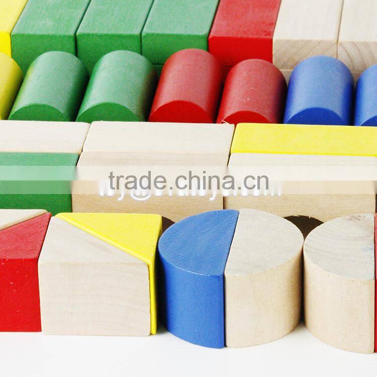 Colorful 80 pieces kids wooden toy connecting building blocks best sale children wooden intelligence building blocks W13A137