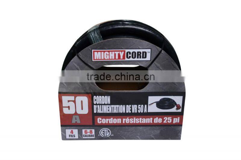 S10194 ETL 50A RV cord extension power cord with loose end, STW