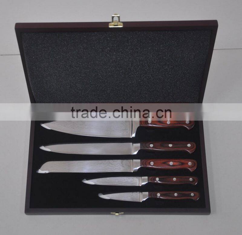 damascus steel knife set in gift box