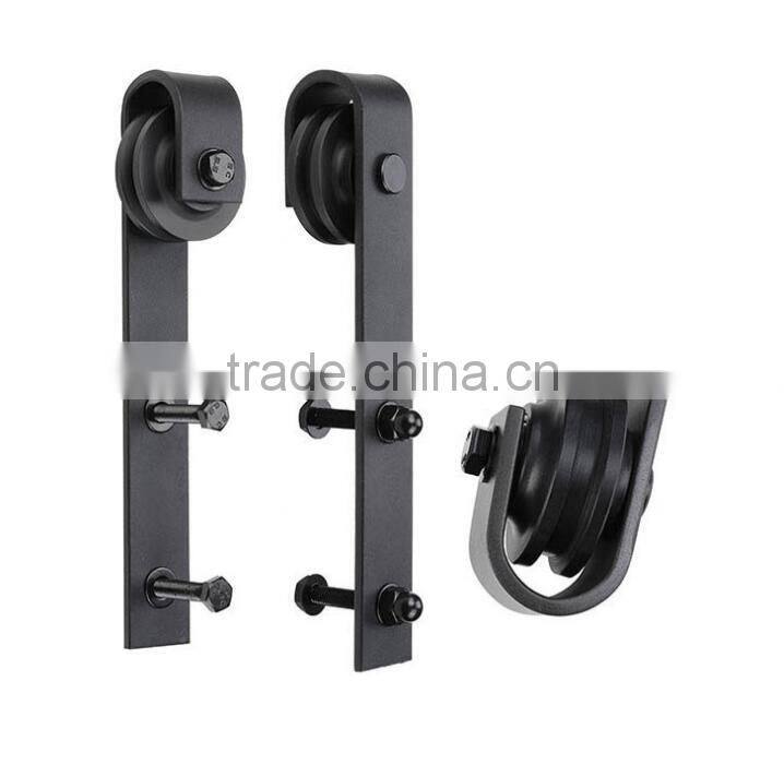 barn door sliding flat steel black door roller and track with solf closer