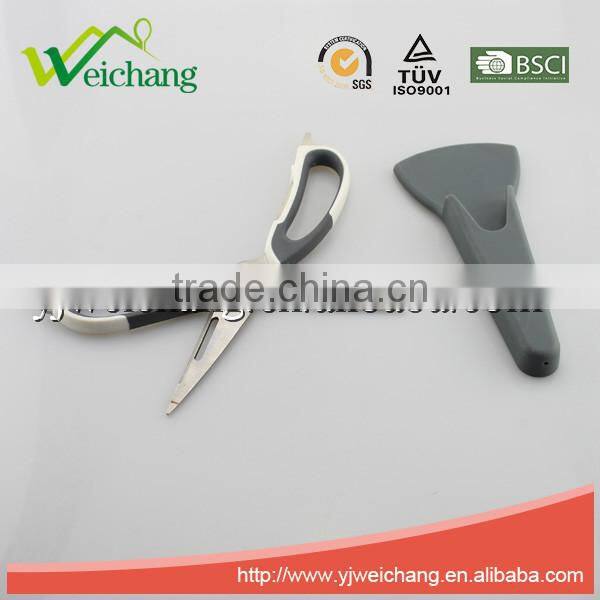 WCSC543 Soft grip Scissors Heavy Duty Checkered Chef Multifunction Kitchen Scissors Shears with holder