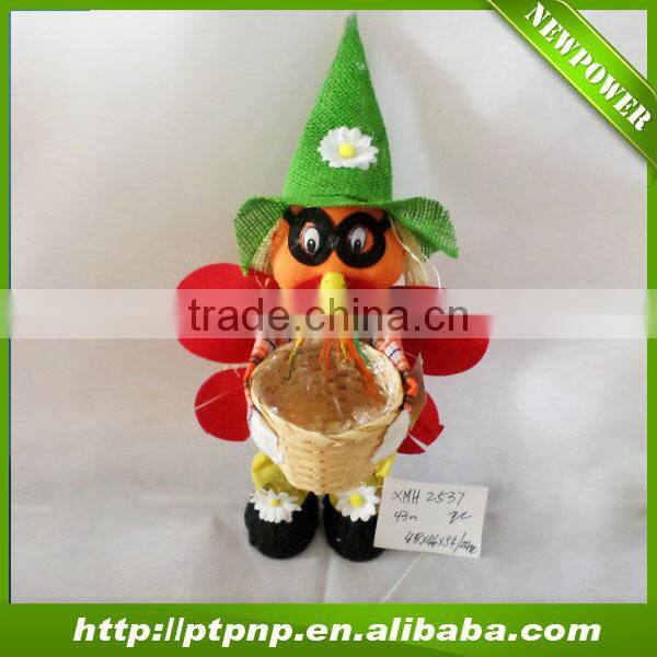 Harvest scarecrow with bamboo pot for autumn decoration