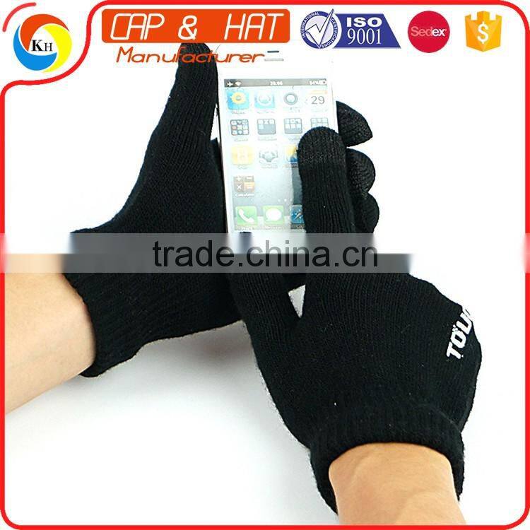Factory outlet acrylic knitted winter touchscreen gloves all color custom