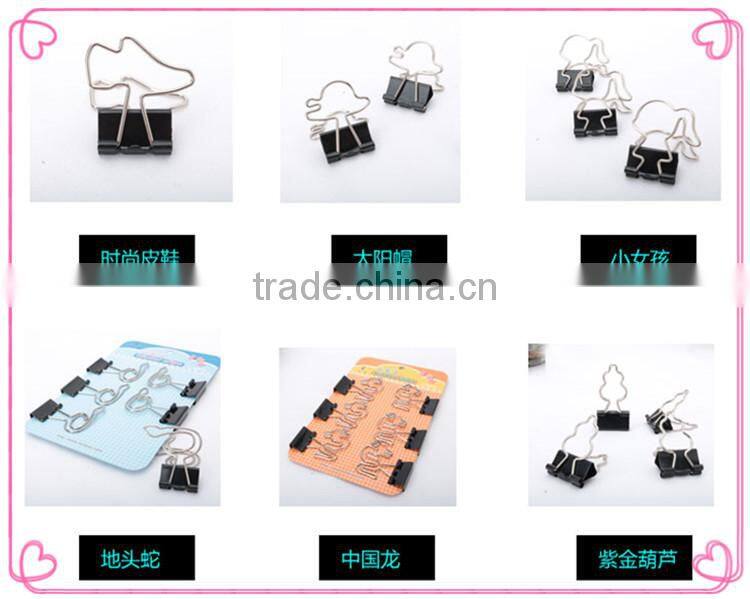 Office stationery assorted shapes metal binding clips