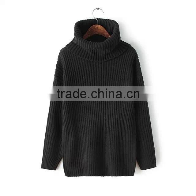 Fashion high quality Long Sleeve turtleneck brown pullover sweaters for women