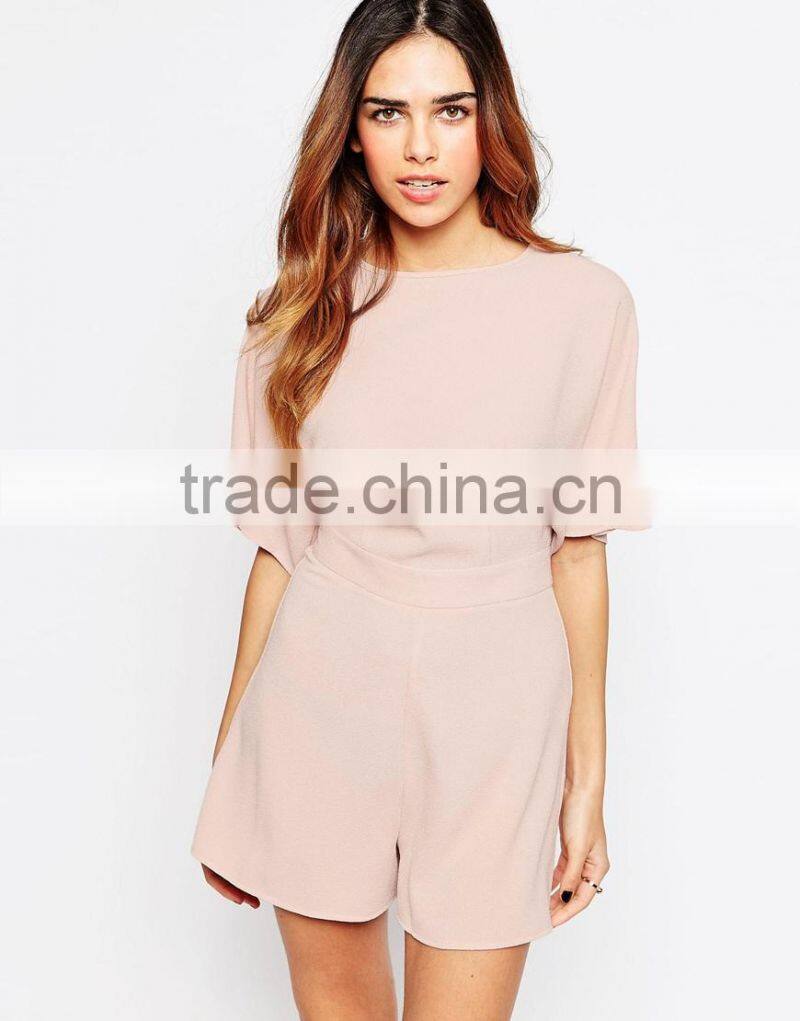 2015 fashionable hot sale OEM customized Kimono Romper with Open Back and D-ring