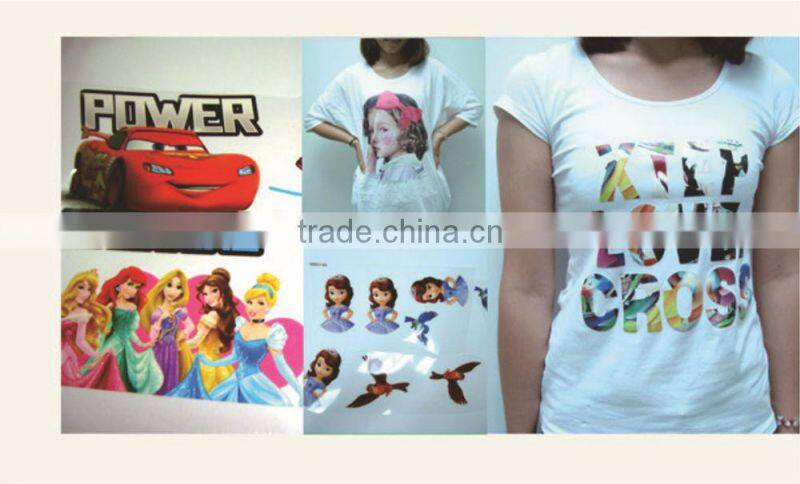 New customized cartoon heat transfer paper for chlidren's clothing