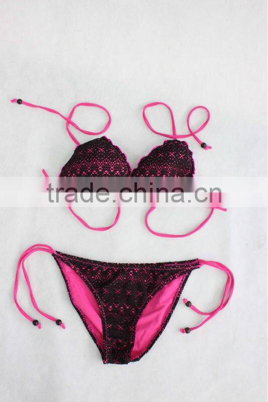 2017 wholesale customized design bathing suit branded top quality nylon raw material bikini
