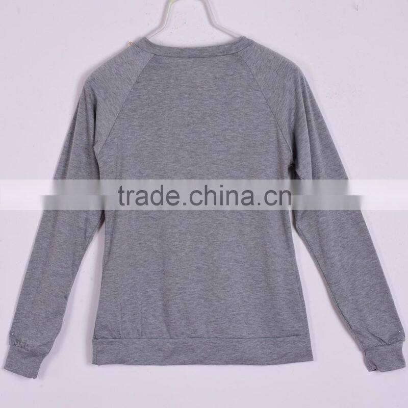 Casual Ladies V Neck Long Sleeve Hoodie Women Winter Jumper Pullover Tops