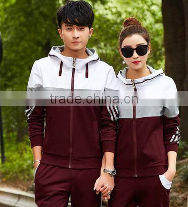 2017 Casual Fleece tracksuit custom design couple fashion sportswear wholesale tracksuit