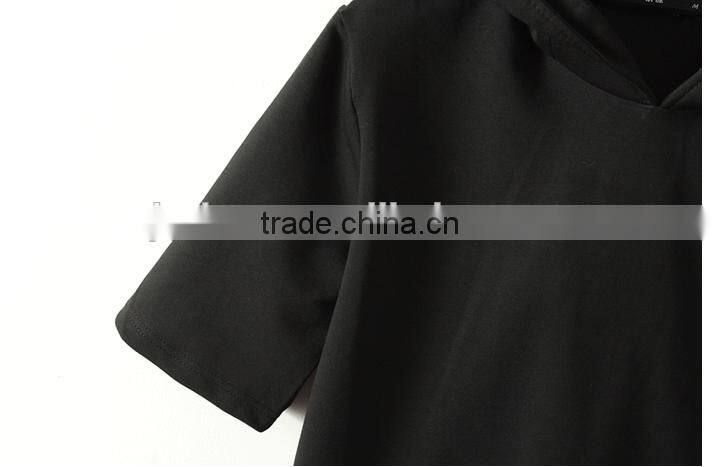 high quality custom 100% cotton men's short sleeve blank black wizard hoodie