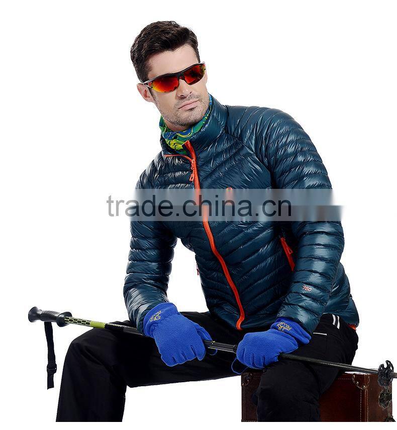 Custom logo ultralight down goose feather jacket for men