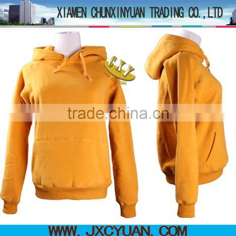 good quality yellow couple unisex plain blank pullover hooded sweatshirt for importing