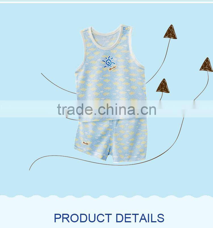 High quality newborn baby wear sleeveless cotton baby boy clothes set wholesale